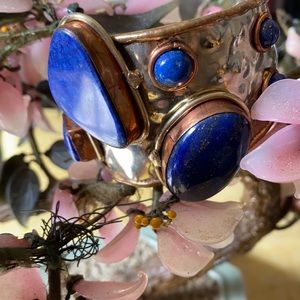 Vintage lapis lazuli silver cuff